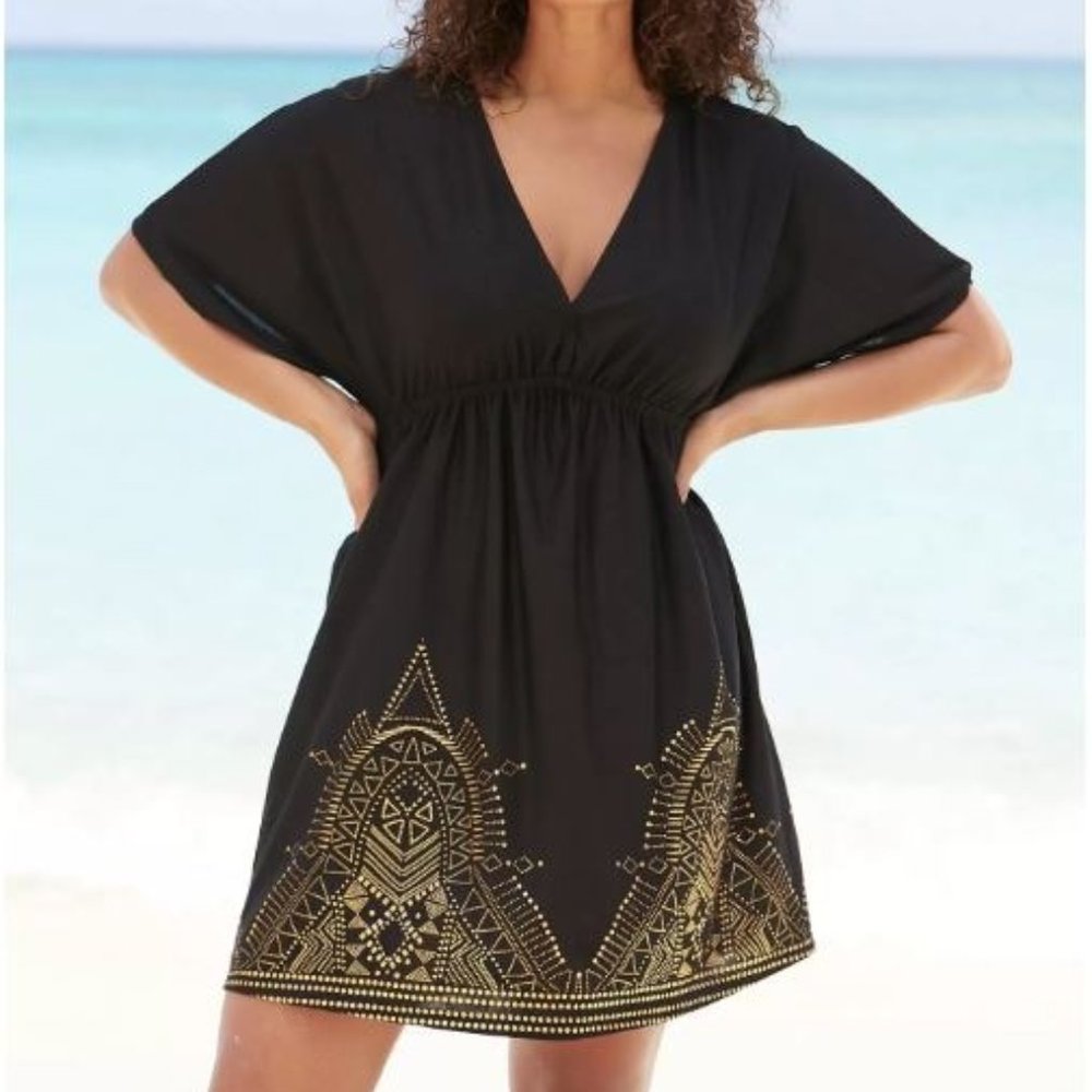 Foil-Print Swim Cover Up